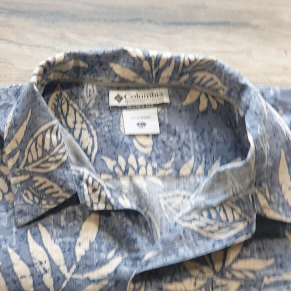 Columbia Men XL Short Sleeve Blue Hawaiian Print Button Shirt Vacation Casual - Picture 4 of 7